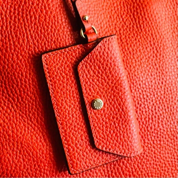 Henri BENDEL Orange Coral Leather Noho Novelty Gusset Large Braided Work Bag - Picture 3 of 16